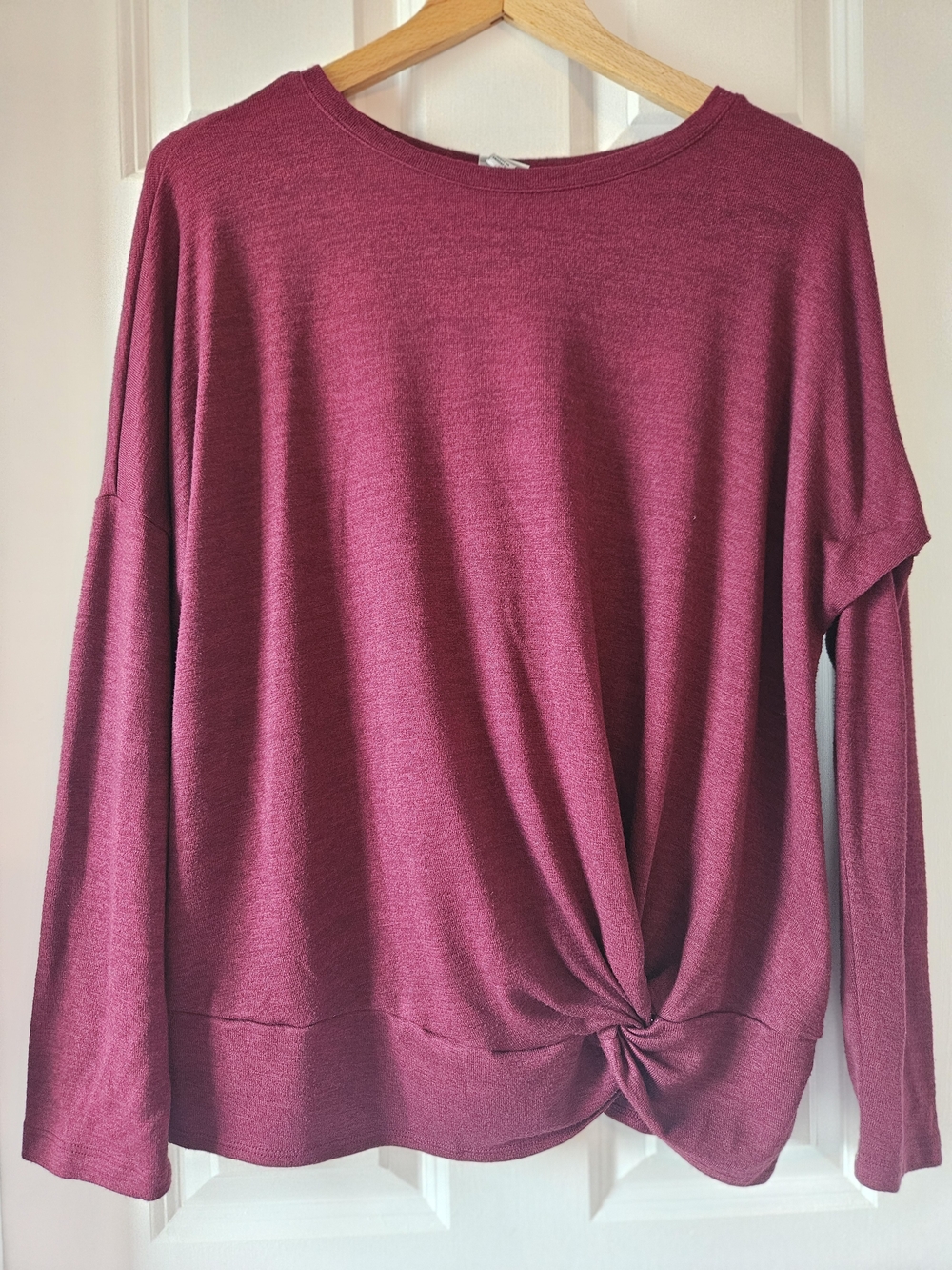 A New day Twist-Knot Long Sleeve Top - Burgundy Size XXL